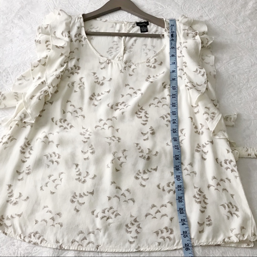 NWOT Ruffle Sleeve + Belted Blouse - Picture 3 of 8